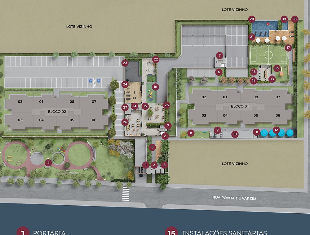 Implantação geral do Neopampulha Residence Riva
