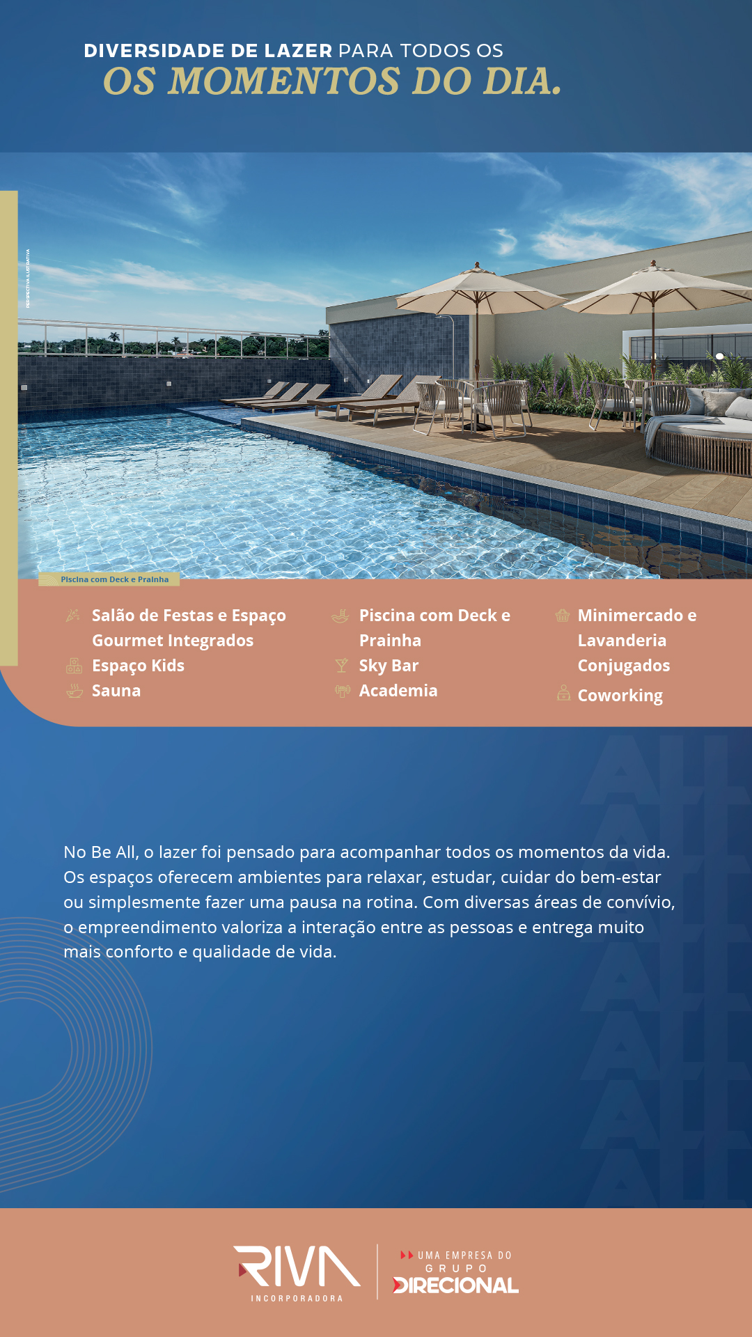 Piscina com deck e prainha do Be All