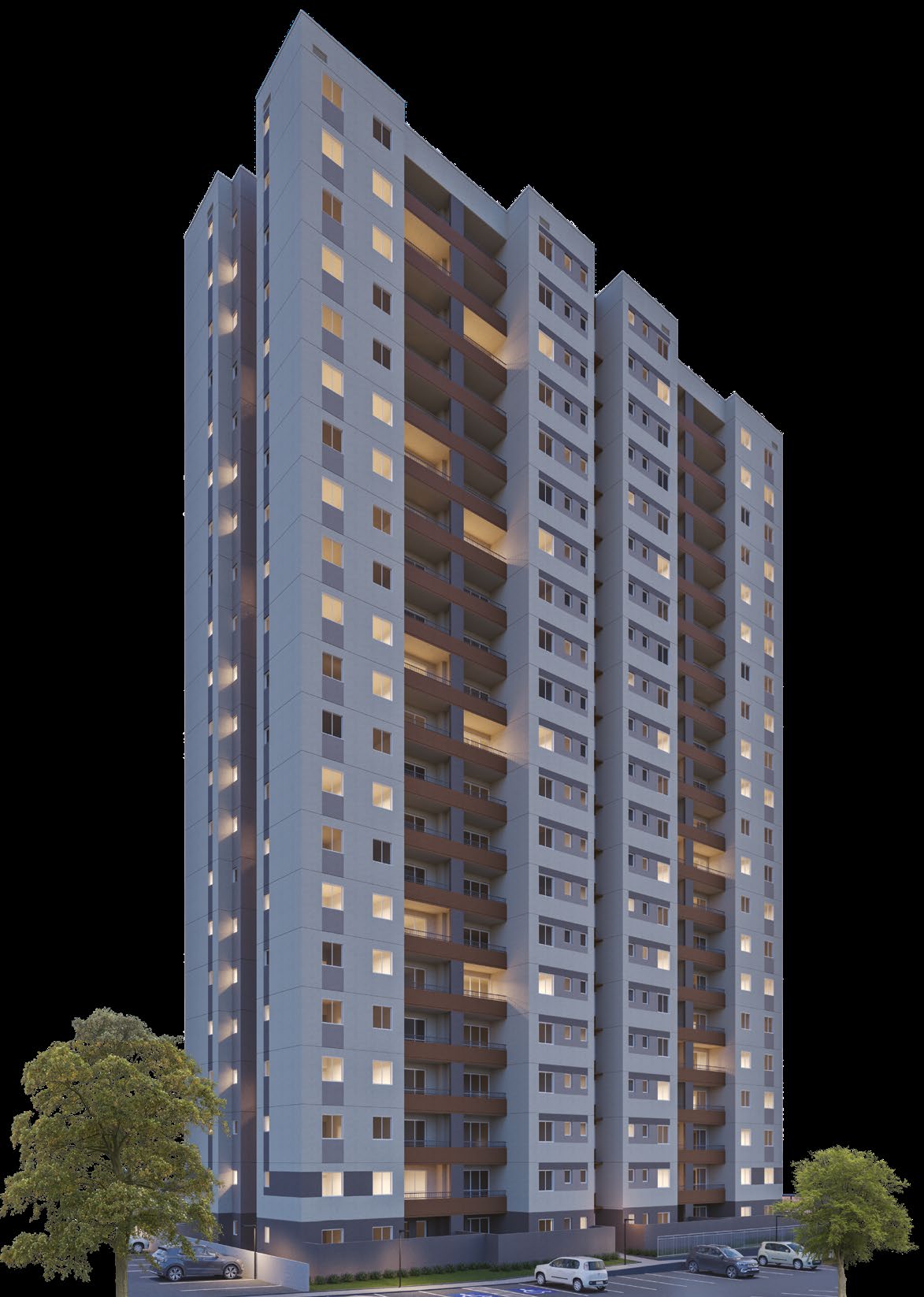Fachada da torre única do Priori Residence