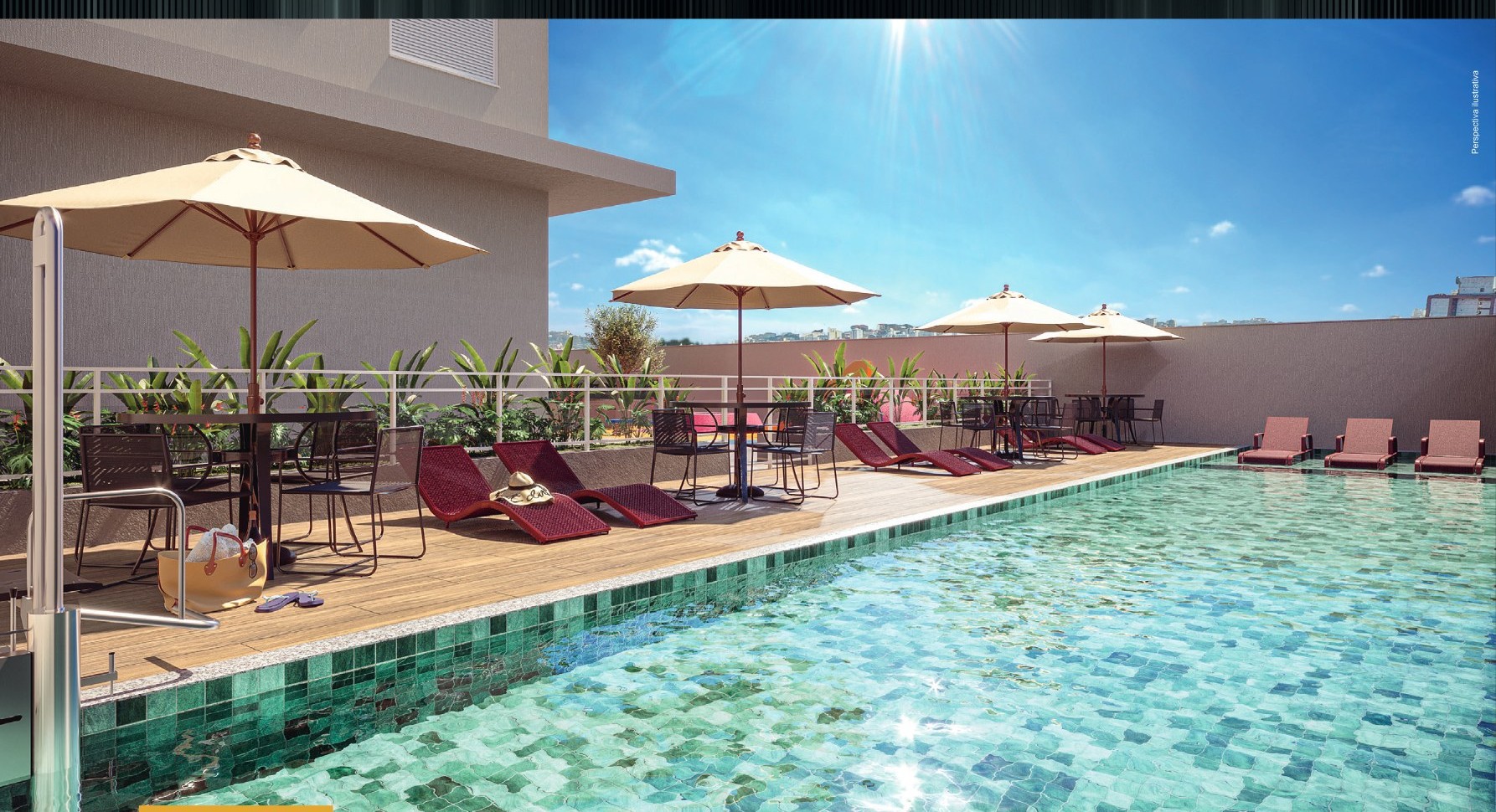 Piscina com prainha do Sun Raja Residence