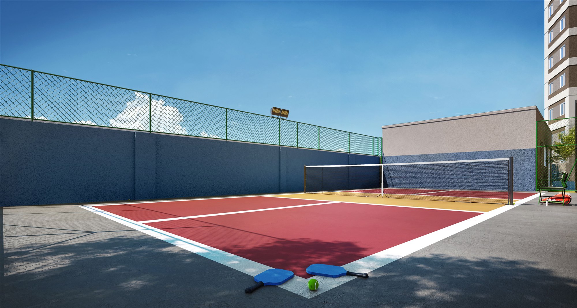 Quadra de pickleball do Vibes Residence