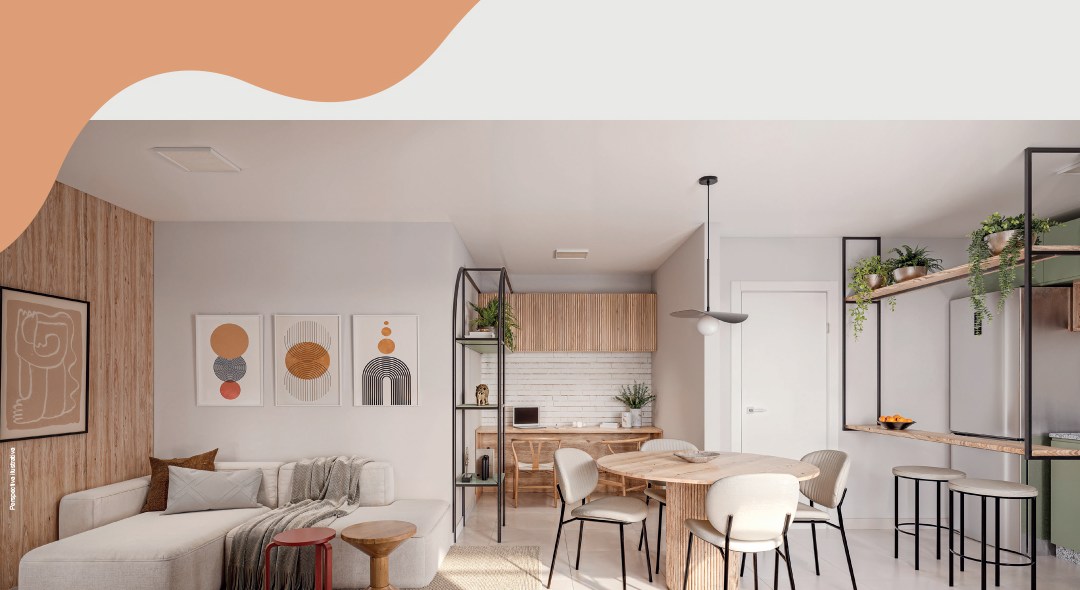 Living do apartamento de 2 quartos do Vivence Lagoa Riva