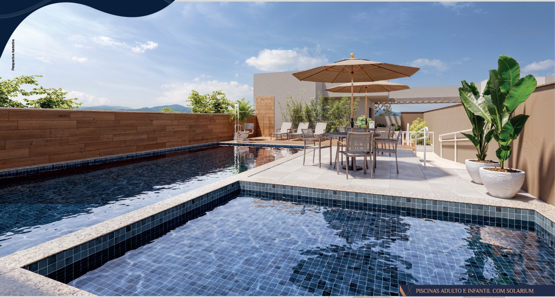Piscinas para adultos e crianças com solário do Vivence Lagoa Riva